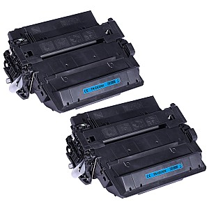 Huismerk 2x HP 55X (CE255X) toner zwart hoog volume